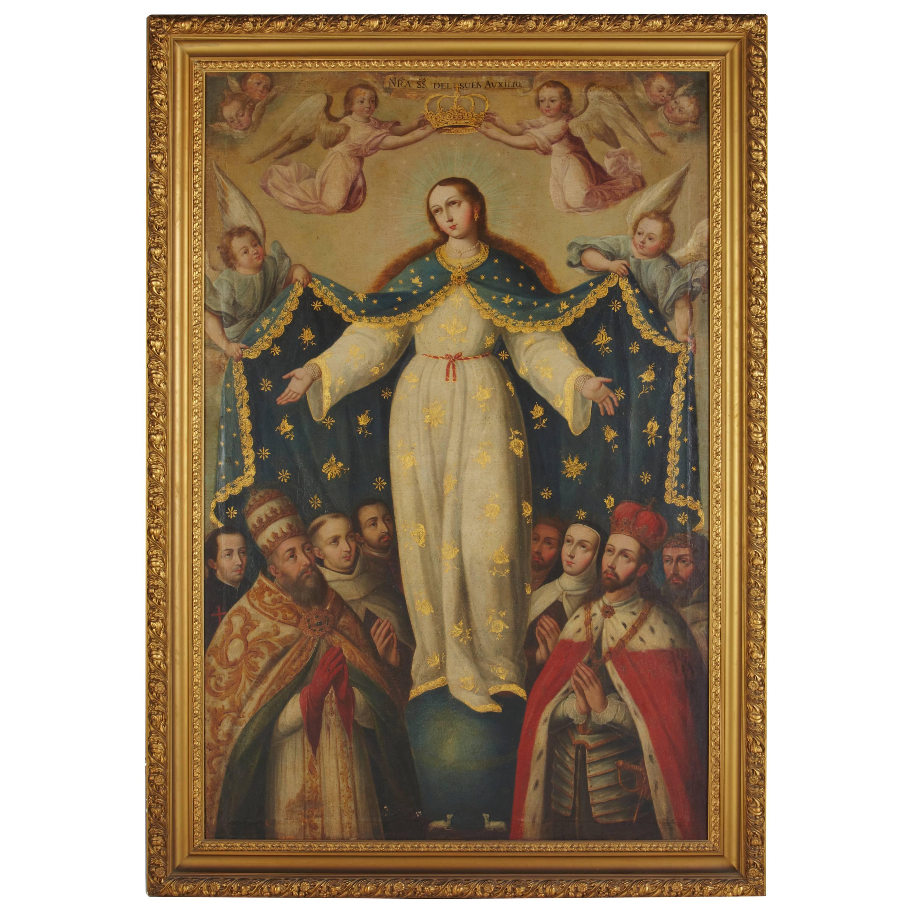 18th Century Painting, Our Lady of the "Goodhelp" with Saints