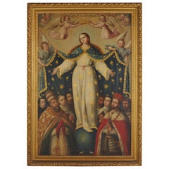 Antique 18th Century Painting, Our Lady of the "Goodhelp" with Saints