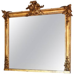 19th Century Large French Giltwood Mantel Mirror