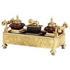 Antique Gothic-Style Regency Inkwell