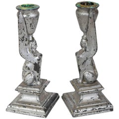 Candleholders Shaped as Sfinxes, Painted, circa 1850, Sweden