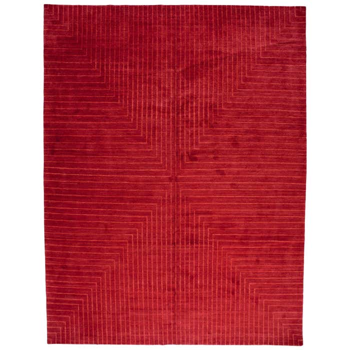 Red Diagonal Stripe Rug For Sale at 1stDibs