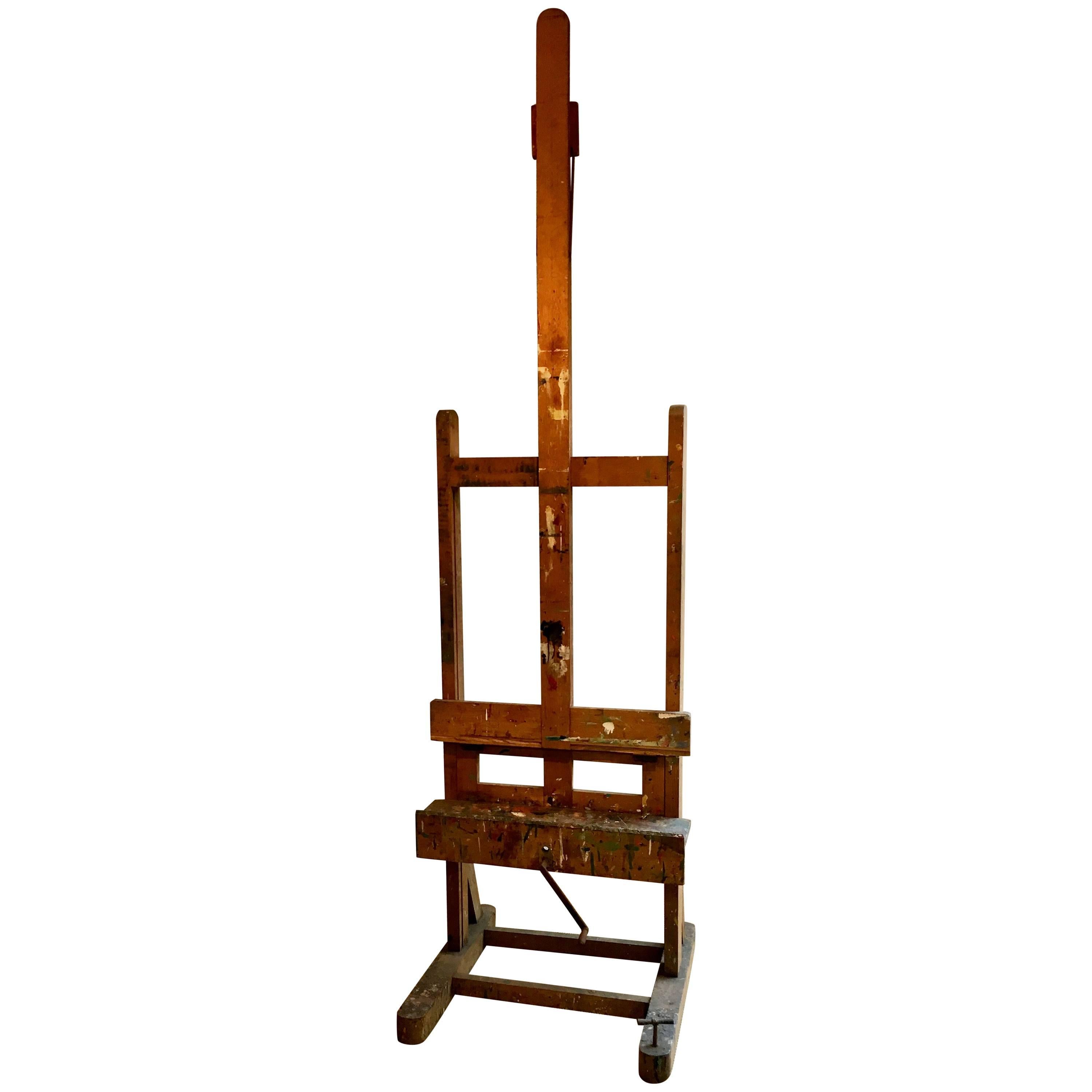 19th Century French Adjustable Vintage Wood Artists Easel 