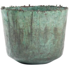 Brutalist Etruscan Style Torch Cut Patinated Copper Vessel by Marcello Fantoni