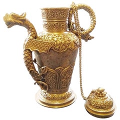 Vintage Tibetan Repousse Silver Dragon Teapot