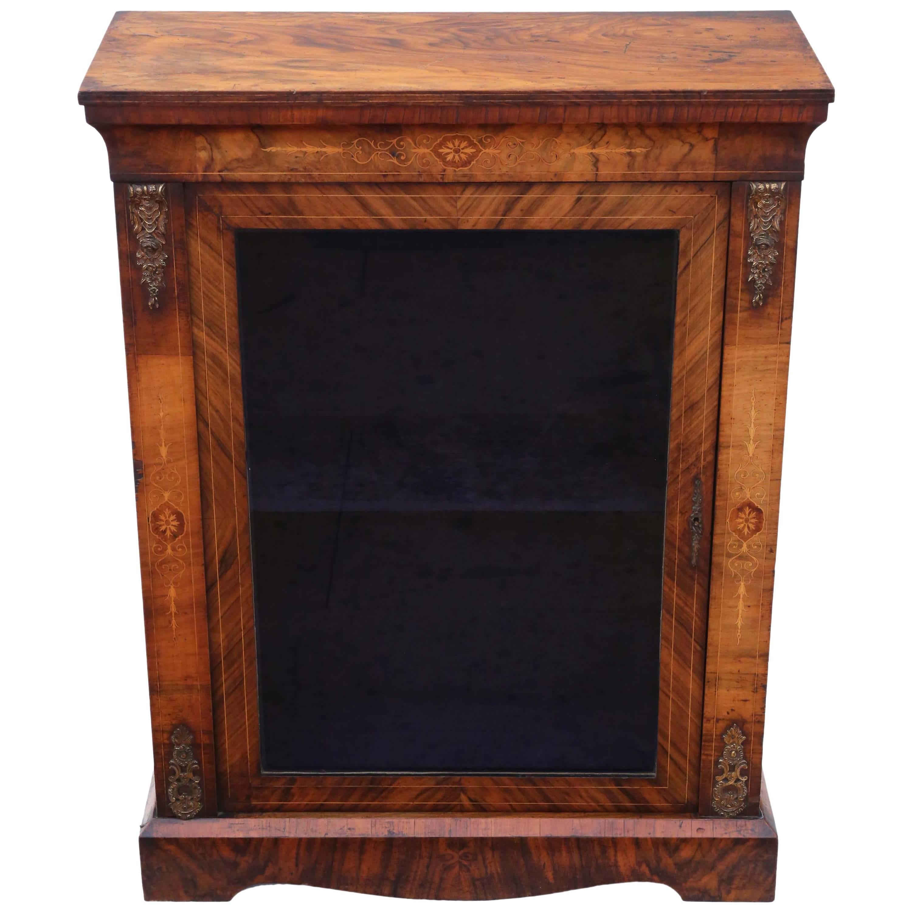Antique Quality Inlaid Burr Walnut Pier Display Cabinet, circa 1880 For Sale