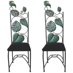 Los Castillo Pair of Studio Made Brass and Iron Chairs