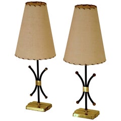 Vintage French Pair of Diminutive Table Lamps