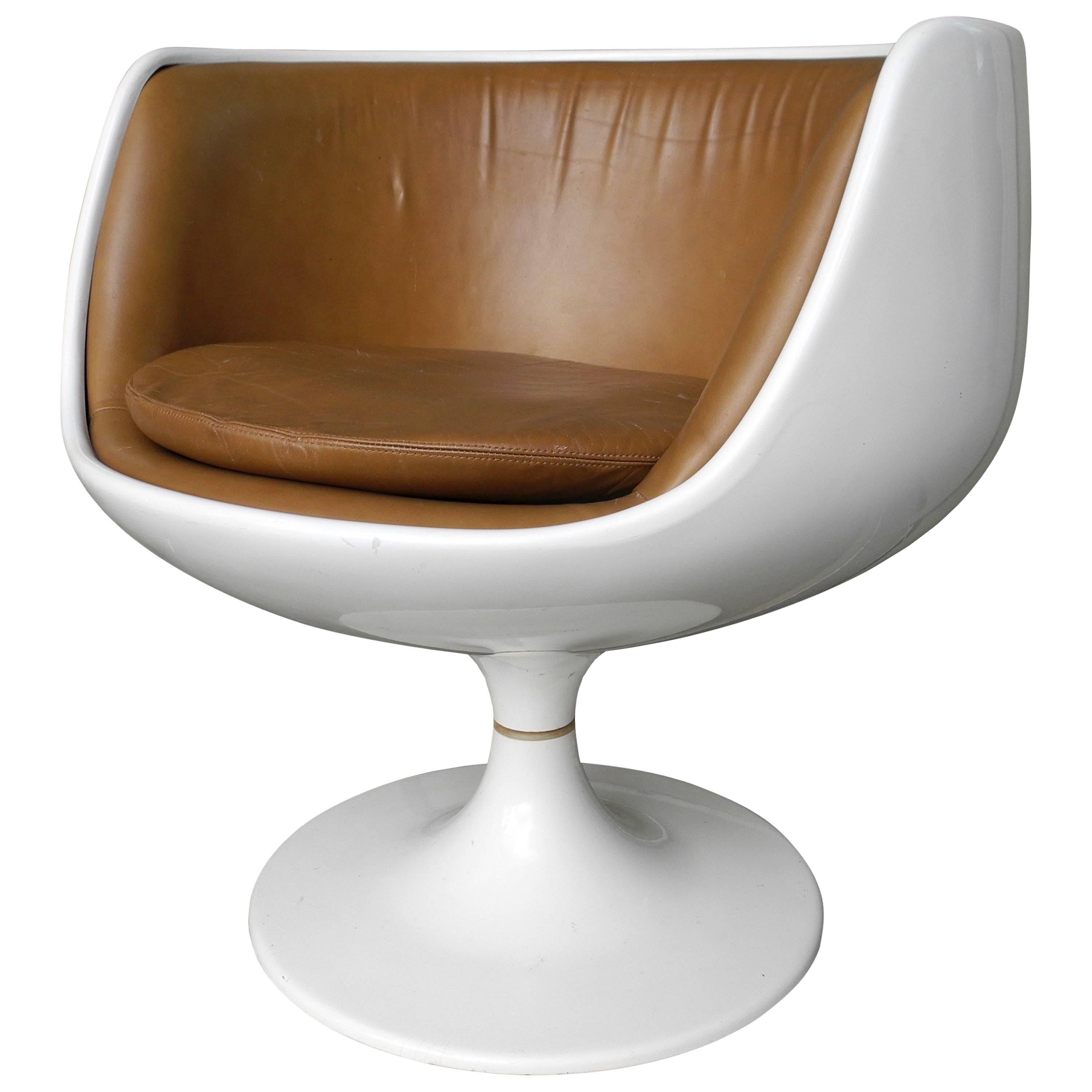 Cognac Chair with Leather Interior by Eero Aarnio for Asko, Finland, 1960s For Sale