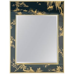 Vintage La Barge Chinoiserie Mirror, Black and Gold Large Size