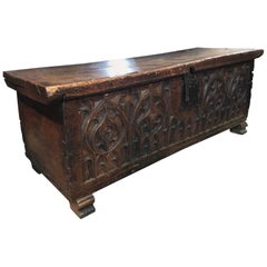 Antique French 18th Century Gothic Style Trunk, Coffre