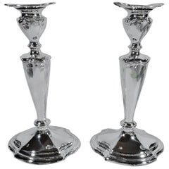 Pair of Reed & Barton Sterling Silver Candlesticks in Hepplewhite Pattern