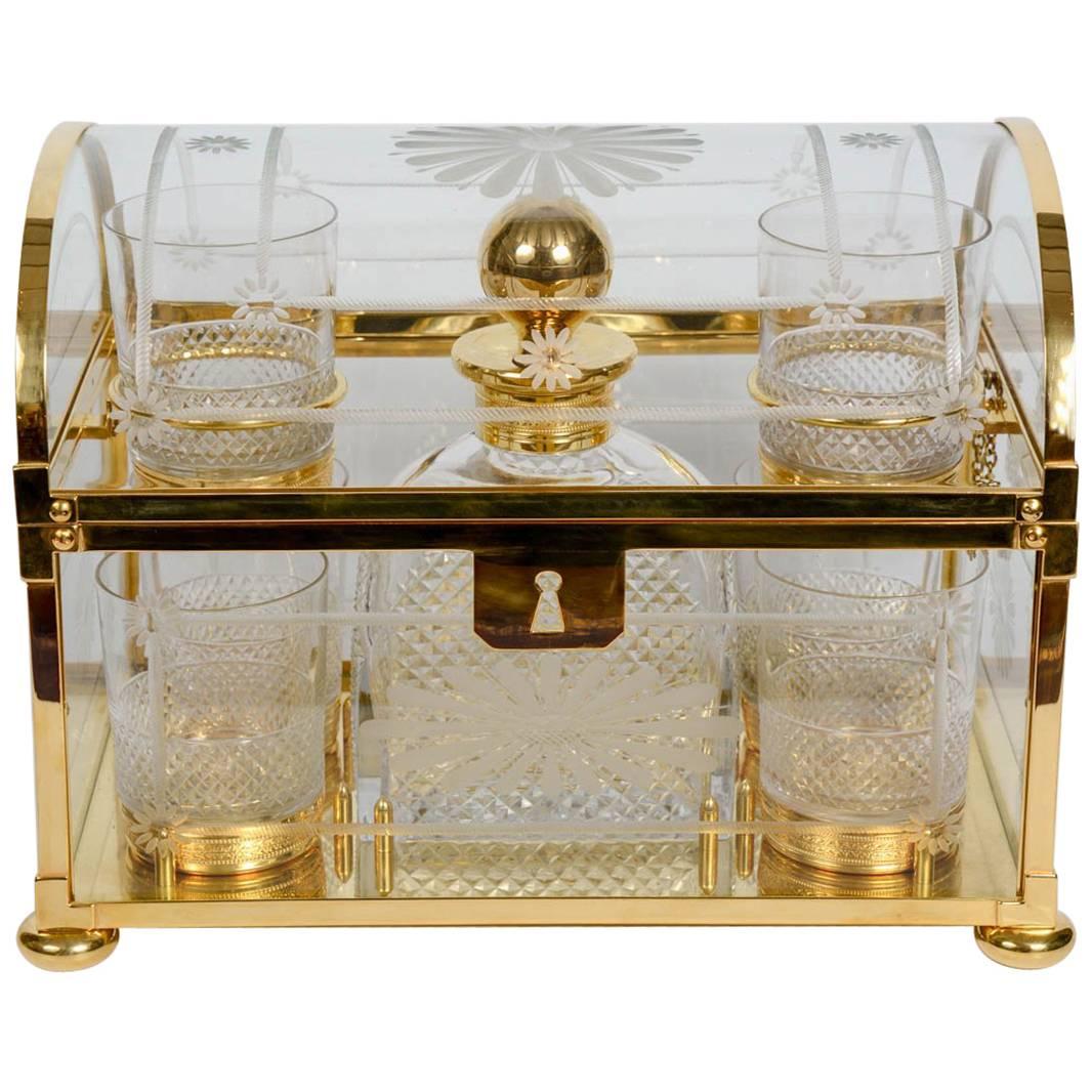 Crystal and Gilded Bronze Whisky Cabinet For Sale