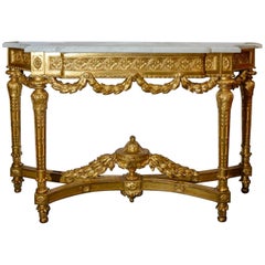 Gorgeous Gilded Wood Console in the Louis XVI Style
