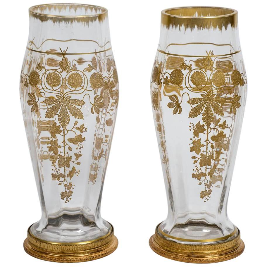 Pair of Crystal Vases For Sale