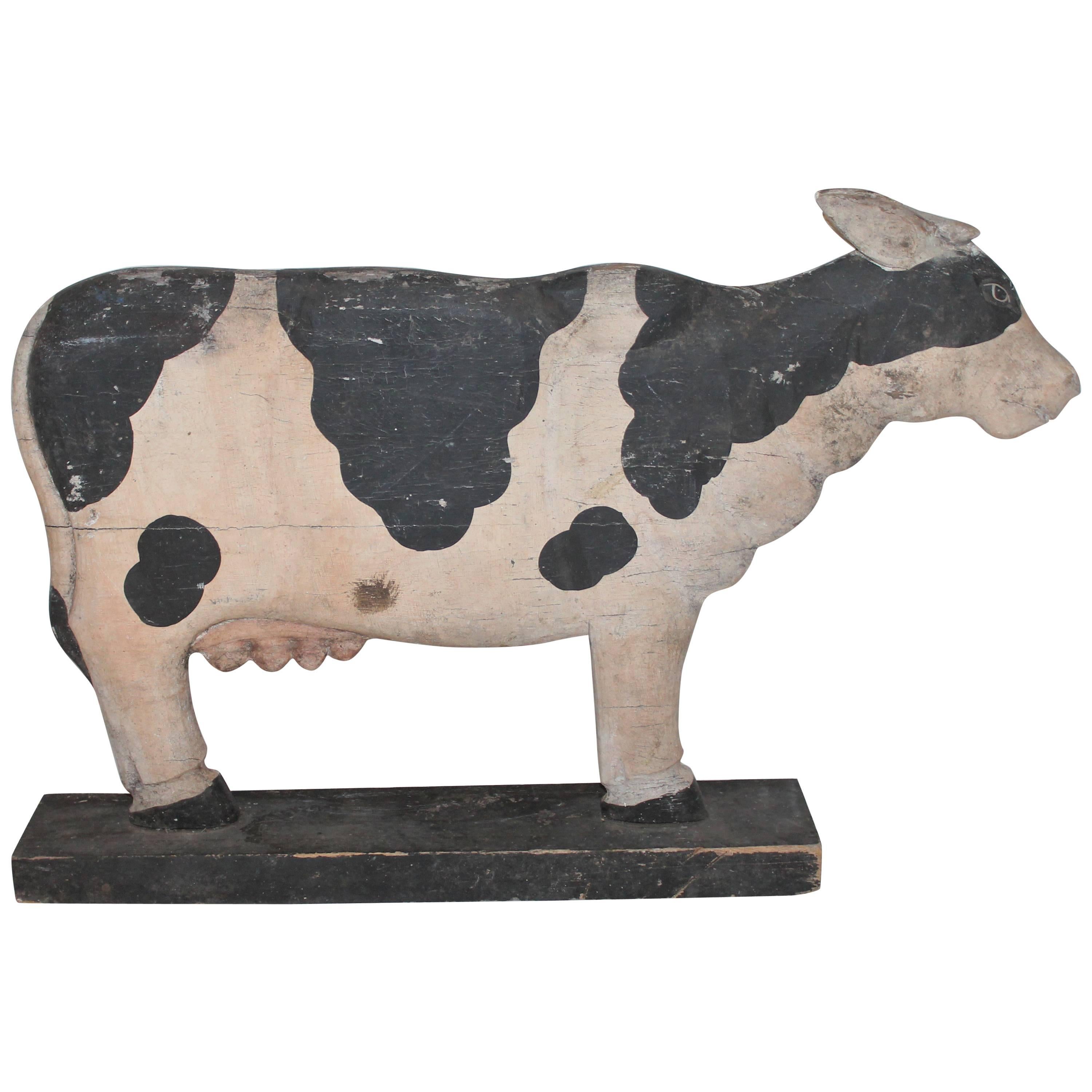 Folky Hand-Carved  Cow Trade Sign