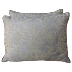 Pair of Fortuny Carnavalet Avocado and Silvery Gold Pillows