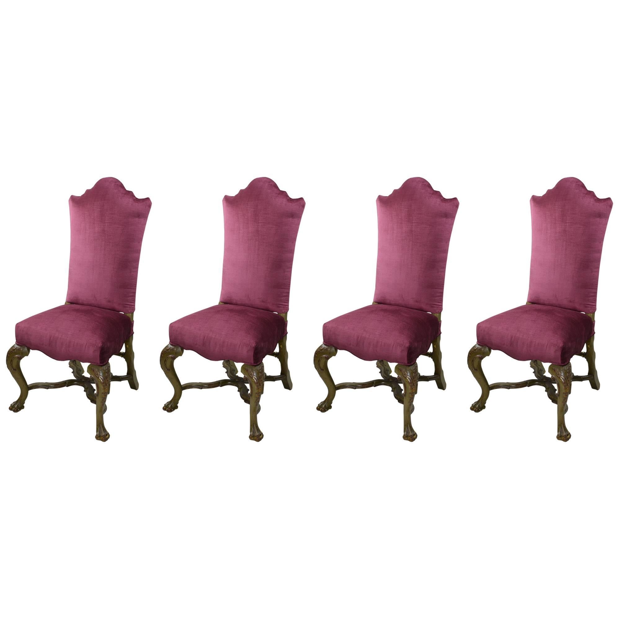 18th Century Venetian High Back Chairs For Sale