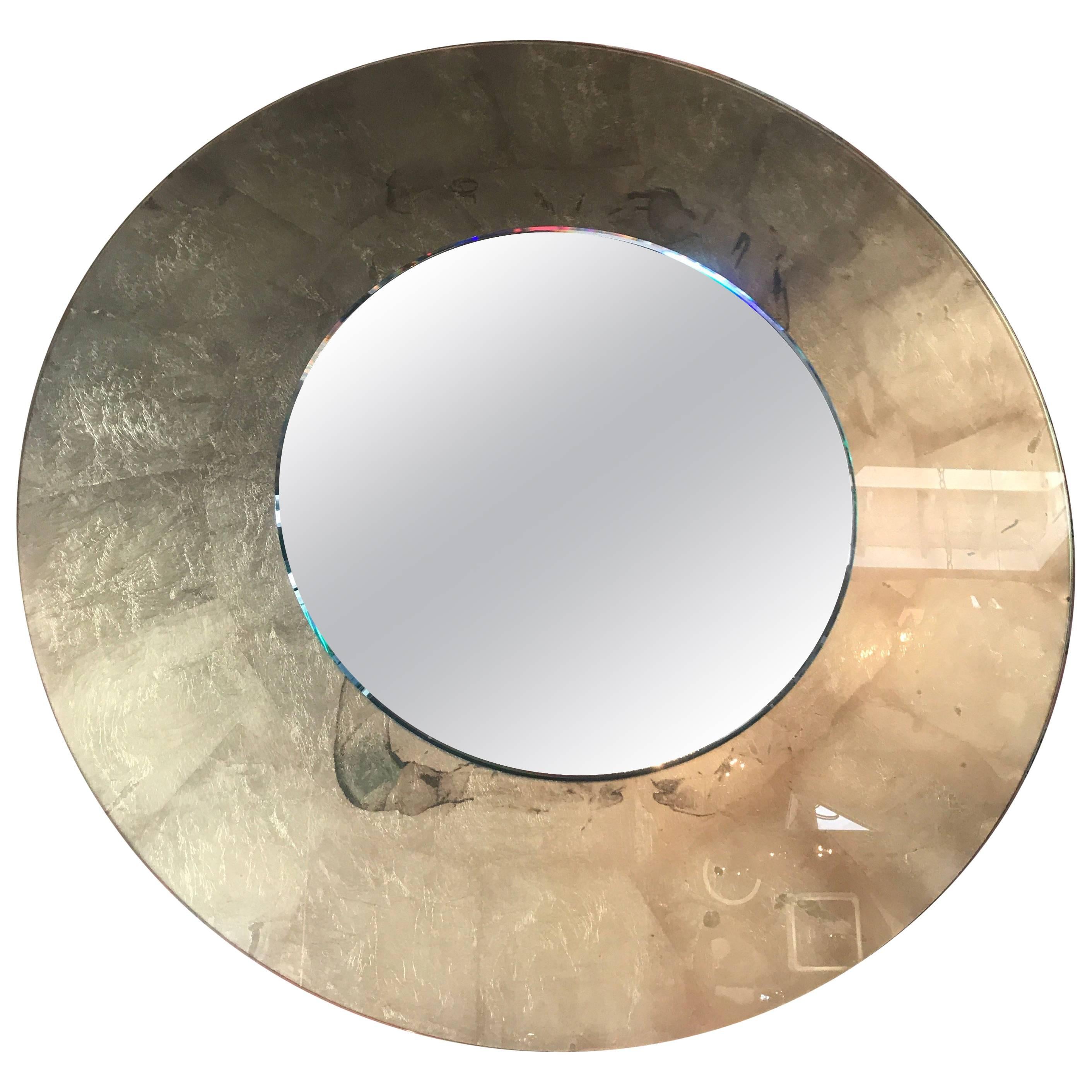 Italian Round Mirror with Gold Leaf
