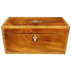 Very Fine Signed Early 19th Century Inlaid Mahogany Tea Caddy, Dated 1815