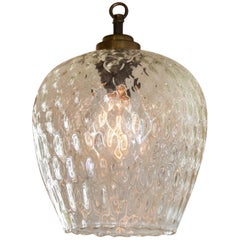 Vintage One of a Kind, European Clear Textured Blown Glass Pendant, circa 1960