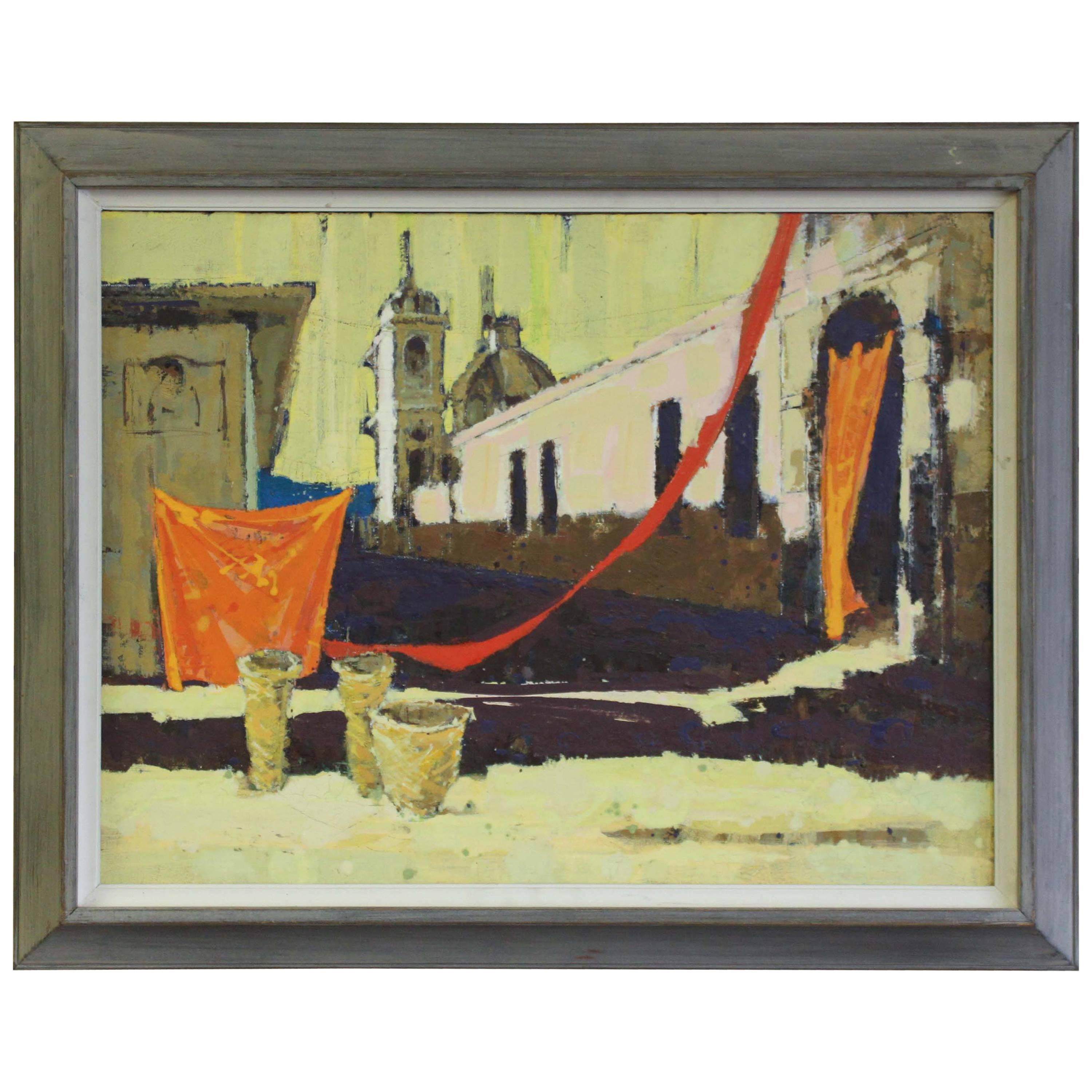 Architectural Painting attributed to Lenard Kester For Sale