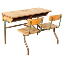 Double Seat School Bench, Two-Seat