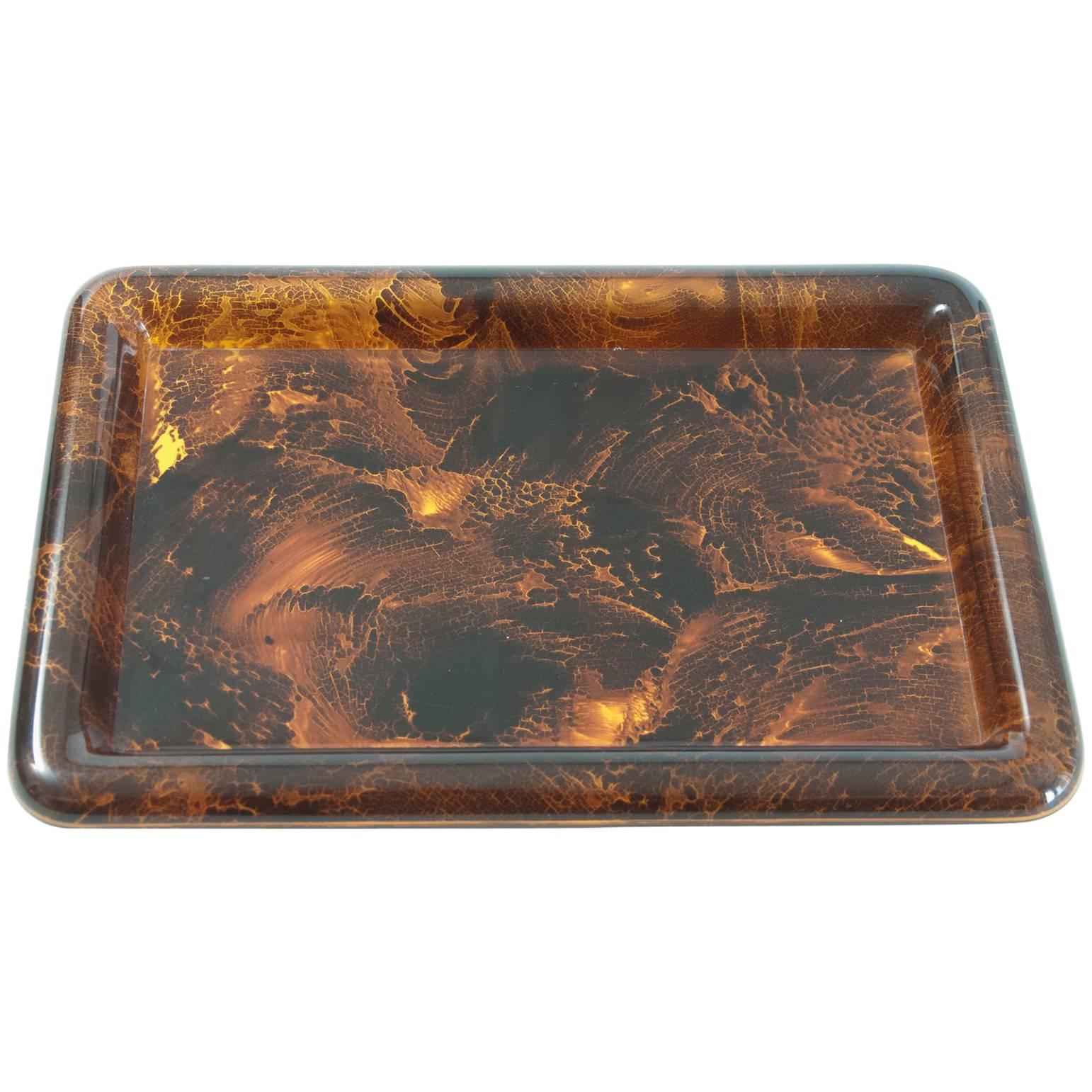 Midcentury Faux Tortoiseshell Tray by Christian Dior with Original Label