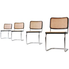 Antique Set of Four S 32 Cantilever Chair by Marcel Breuer Mart Stam for Thonet, 1920s