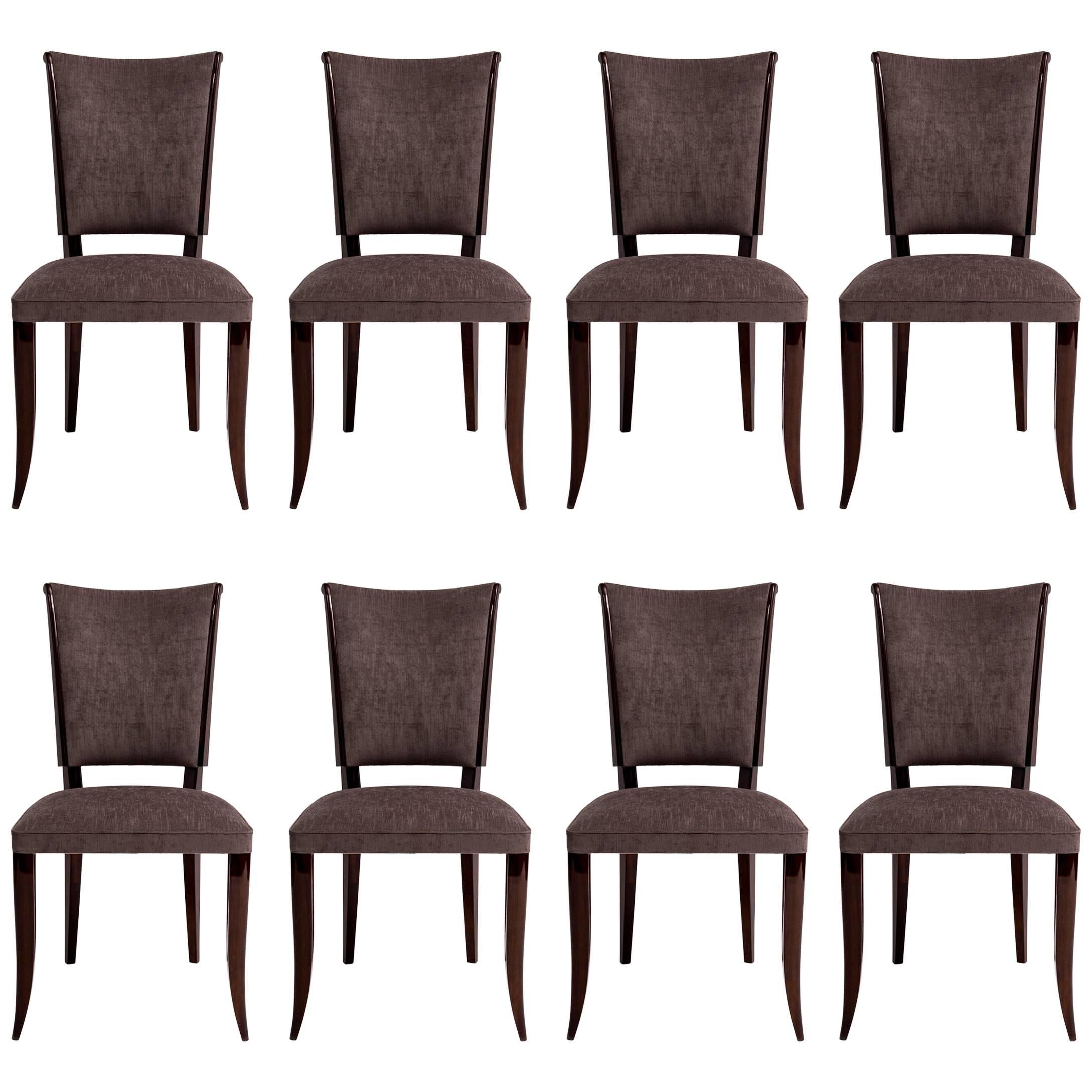 Suite of Eight French Art Deco Dining Chairs, circa 1940s