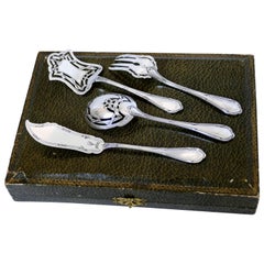 Coignet French All Sterling Silver Dessert Hors D'oeuvre Set 4 Pc, Original Box