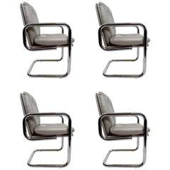 Set of Four Tubular Chrome Dining Chairs