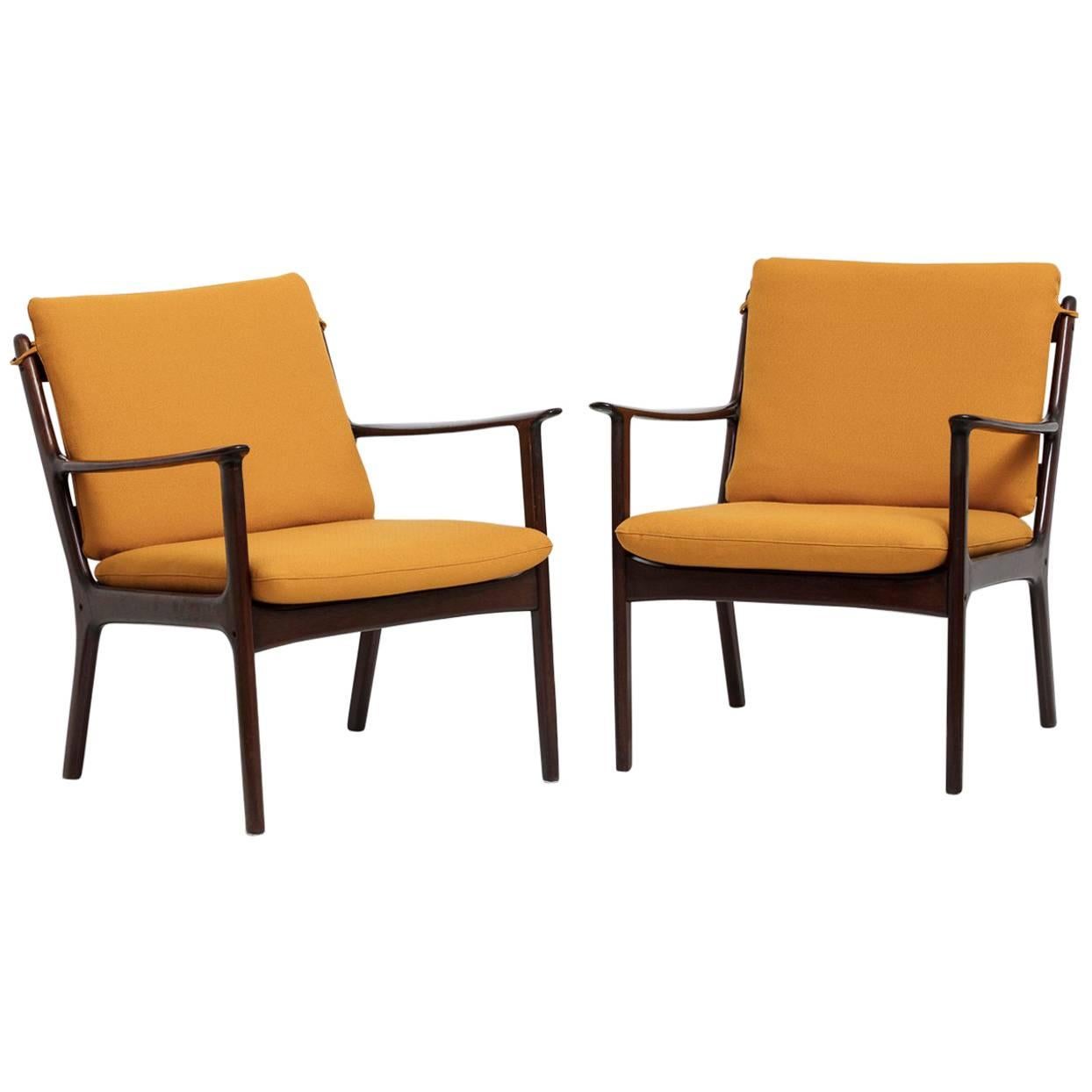 Pair of Easy Chairs Designed by Ole Wanscher, Model PJ112, 1950s For Sale