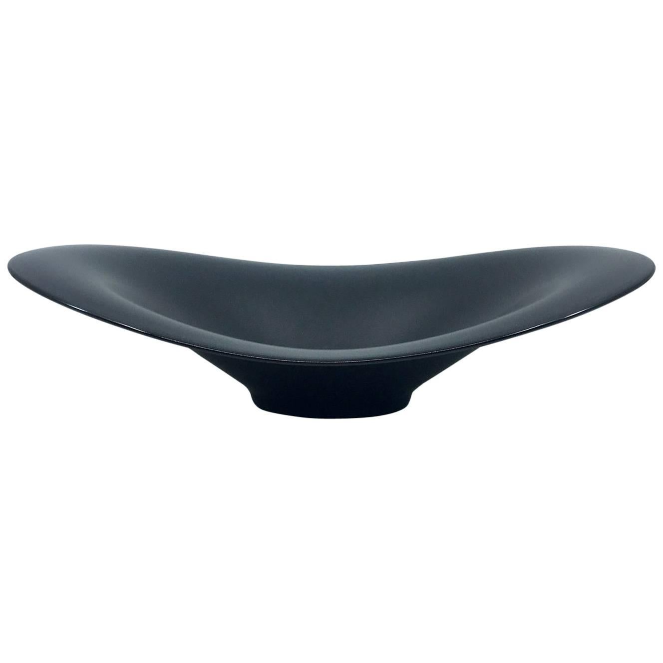 Black Ceramic Oval Bowl by Nikko of Japan