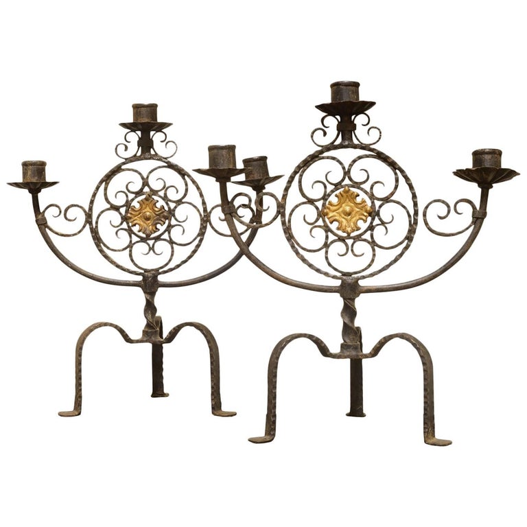 Wrought Iron 1920s Candelabra Floor Stand At 1stdibs Pair Of Wrought Iron Candelabra