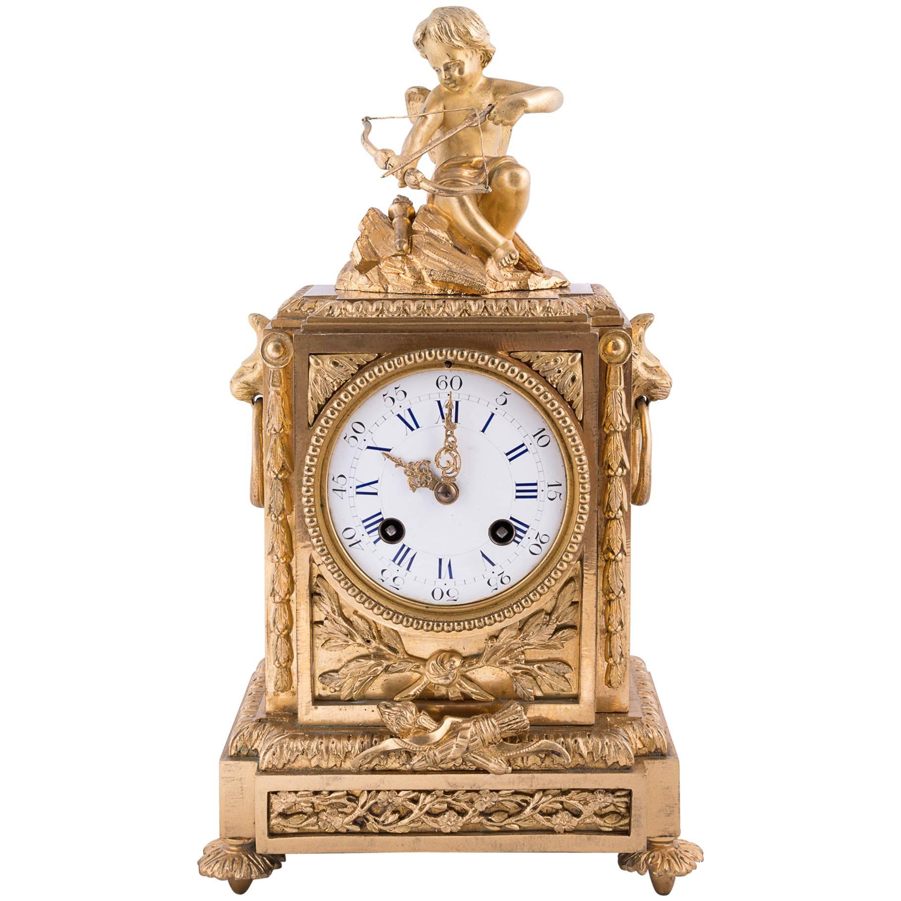 Belle horloge Napoléon III en bronze doré