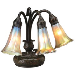 Antique Tiffany Studios "Three Light Lily" Piano Lamp