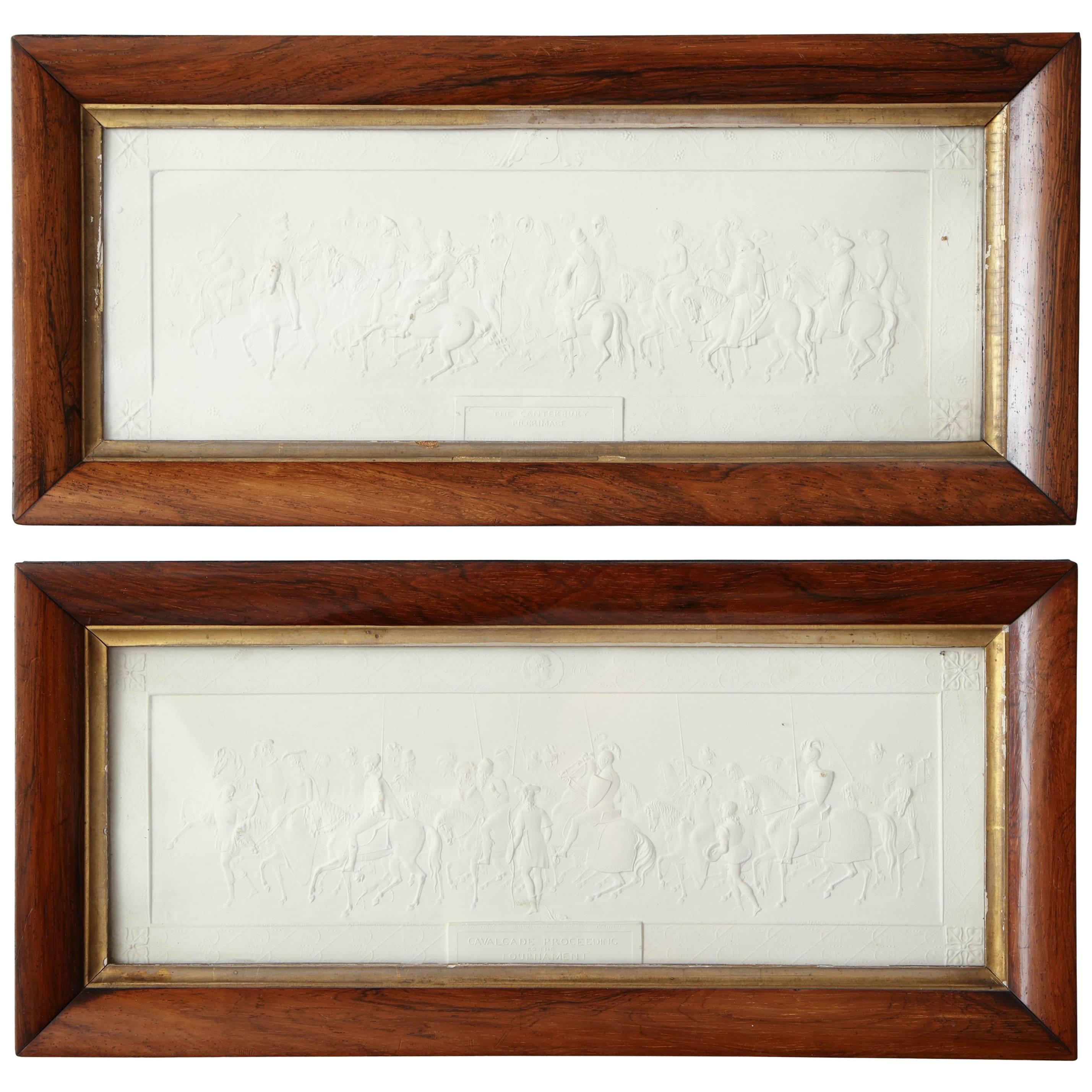 Two 19th Century Plaster Plaques in Hardwood Frames