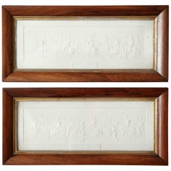 Antique Two 19th Century Plaster Plaques in Hardwood Frames