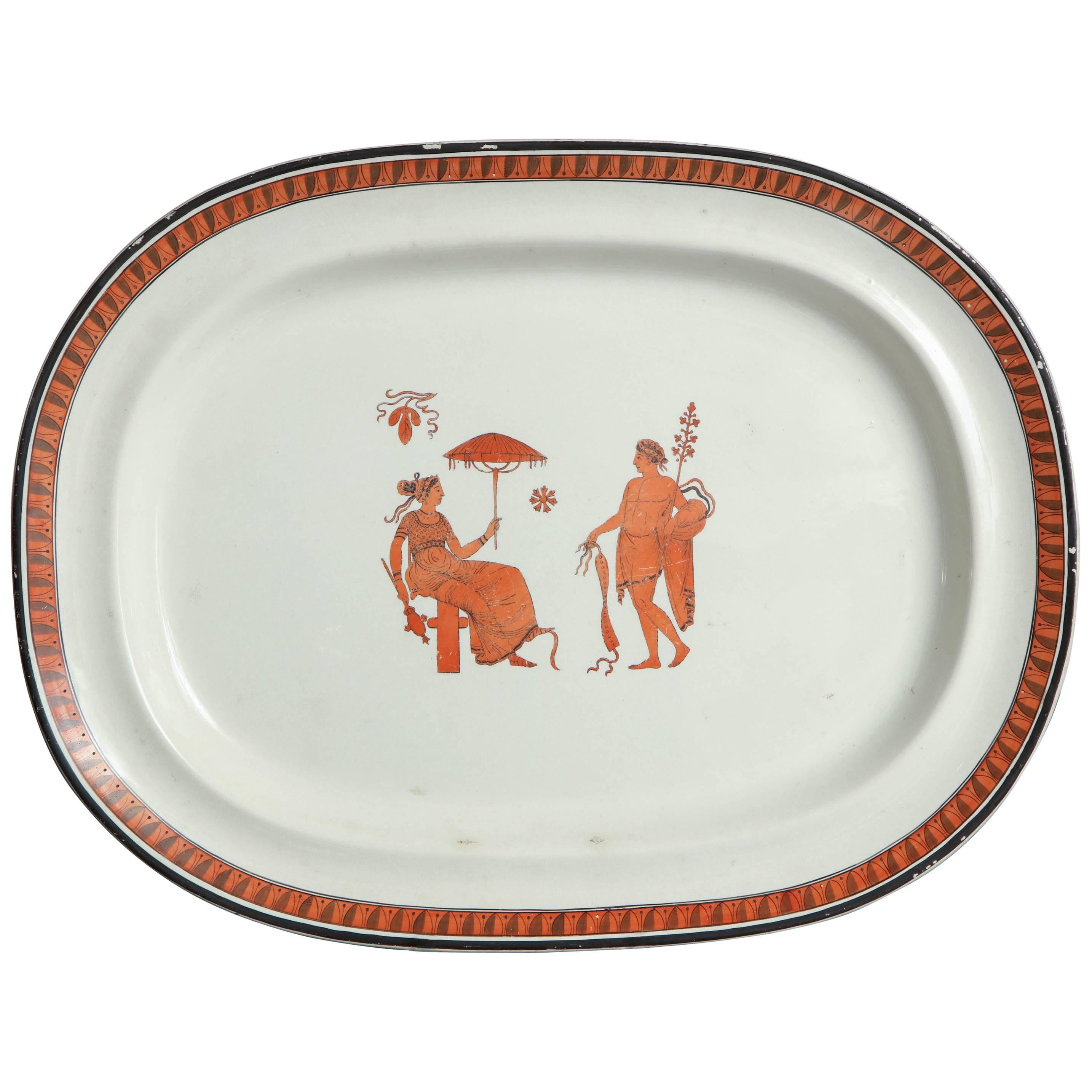 19th Century English Creamware Platter in the Etruscan Taste For Sale