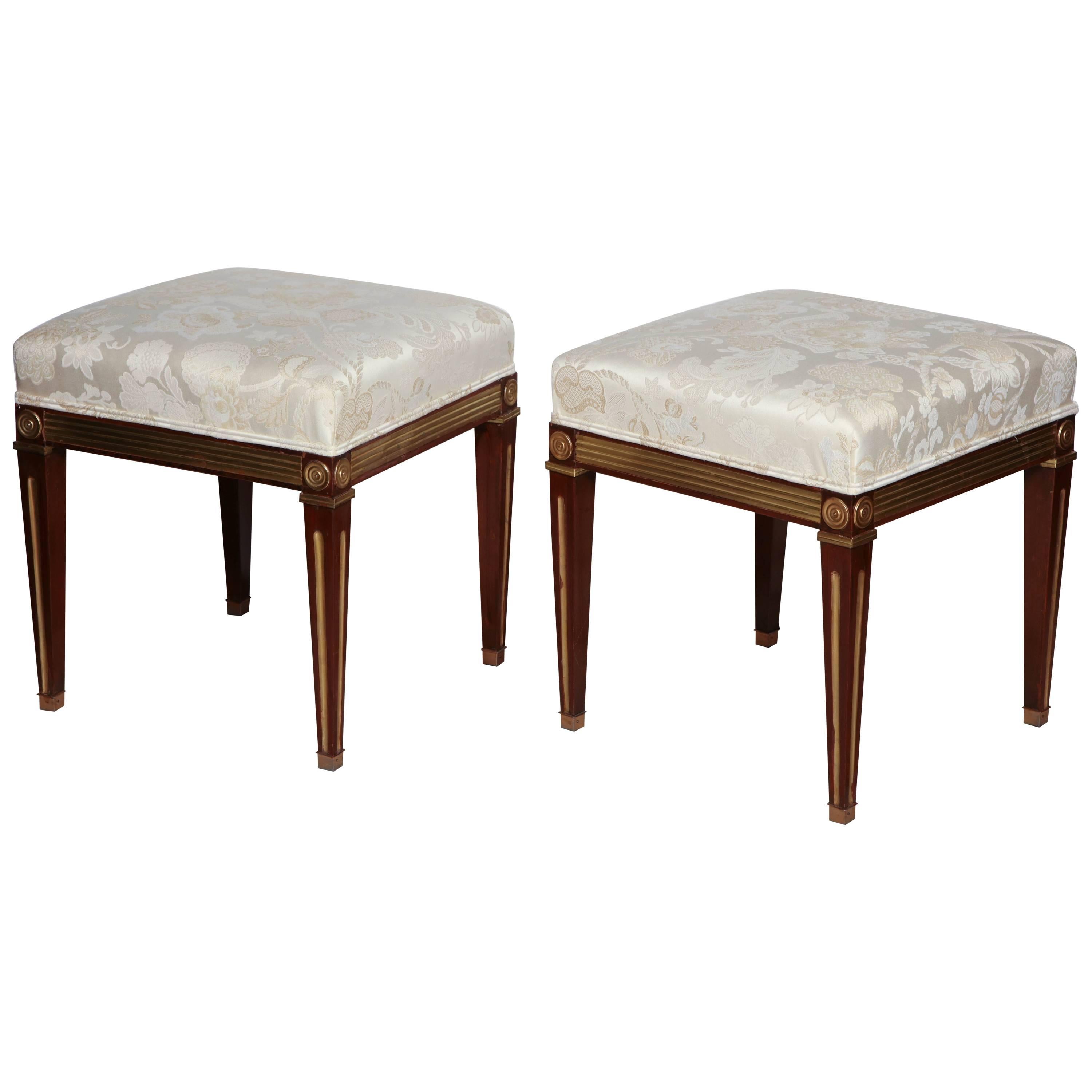 Pair of Russian Neoclassic Stools For Sale