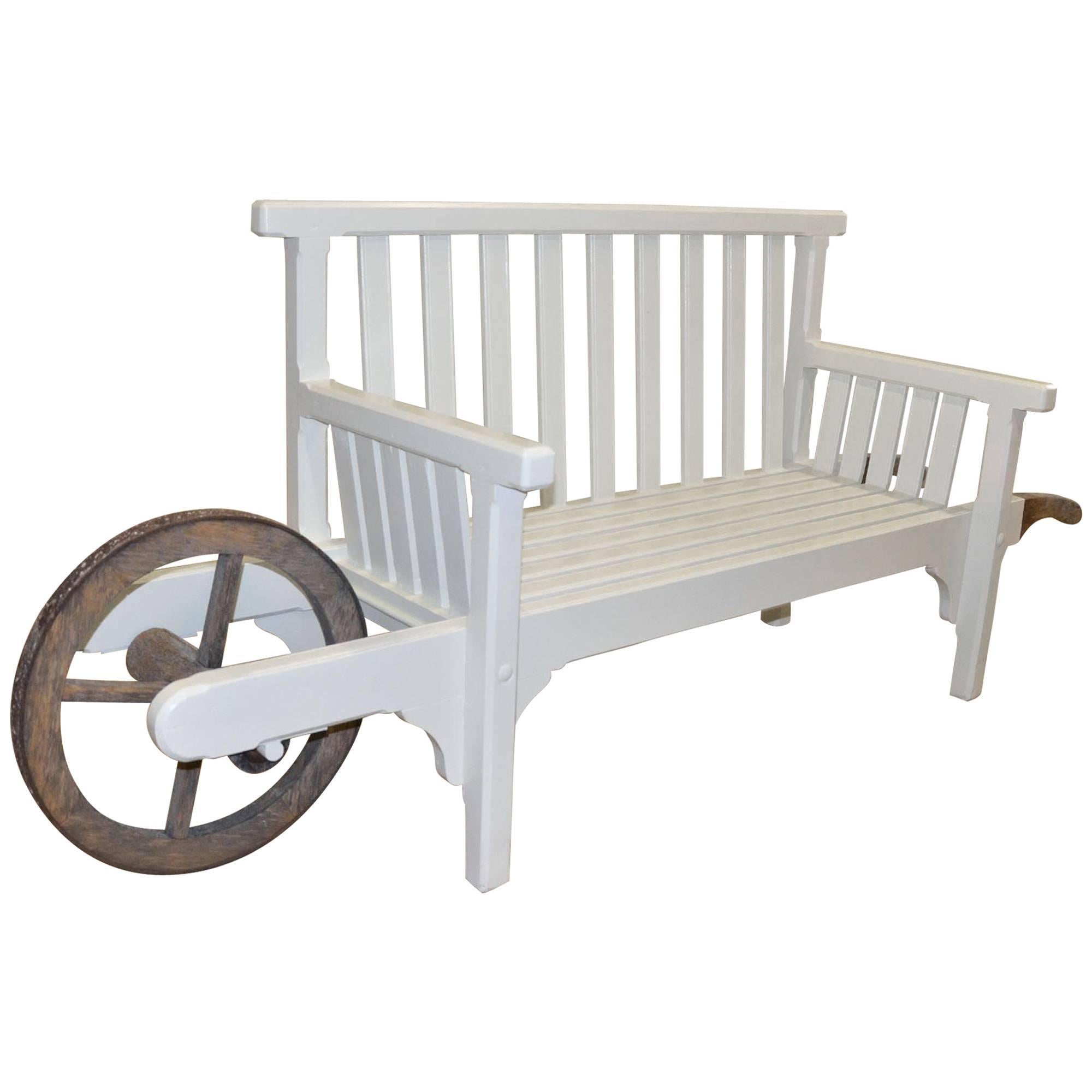 Painted Wooden 'Wheelbarrow Seat' For Sale