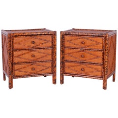 Vintage Pair of British Colonial Style Bamboo Nightstands or Tables