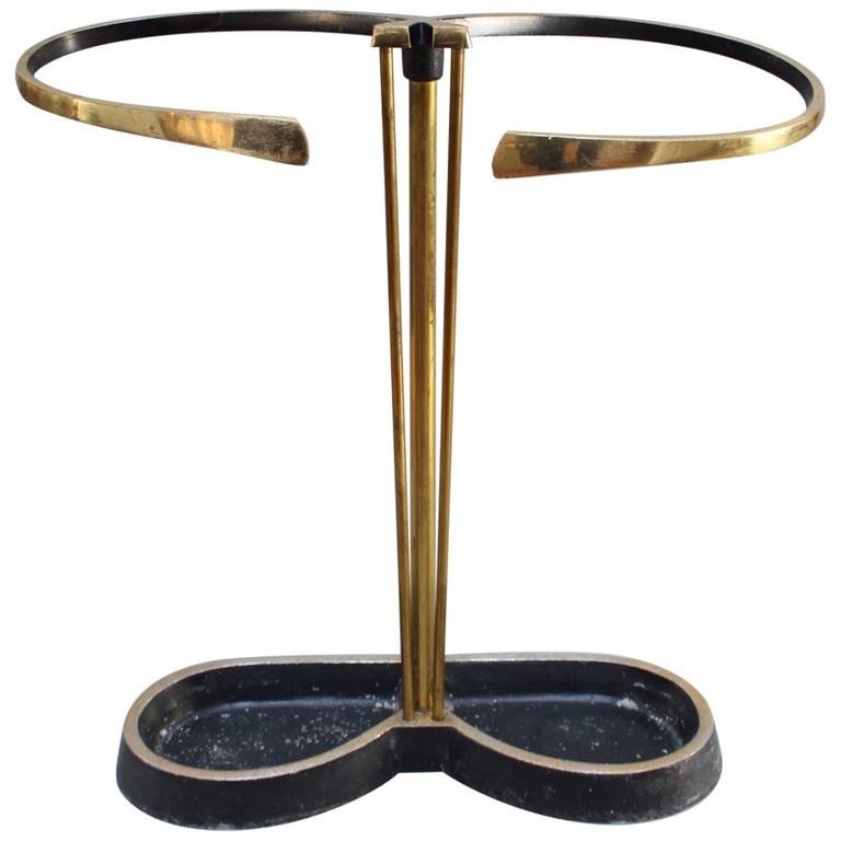 Austrian Brass and Cast Iron Umbrella Stand, circa 1950s at 1stDibs