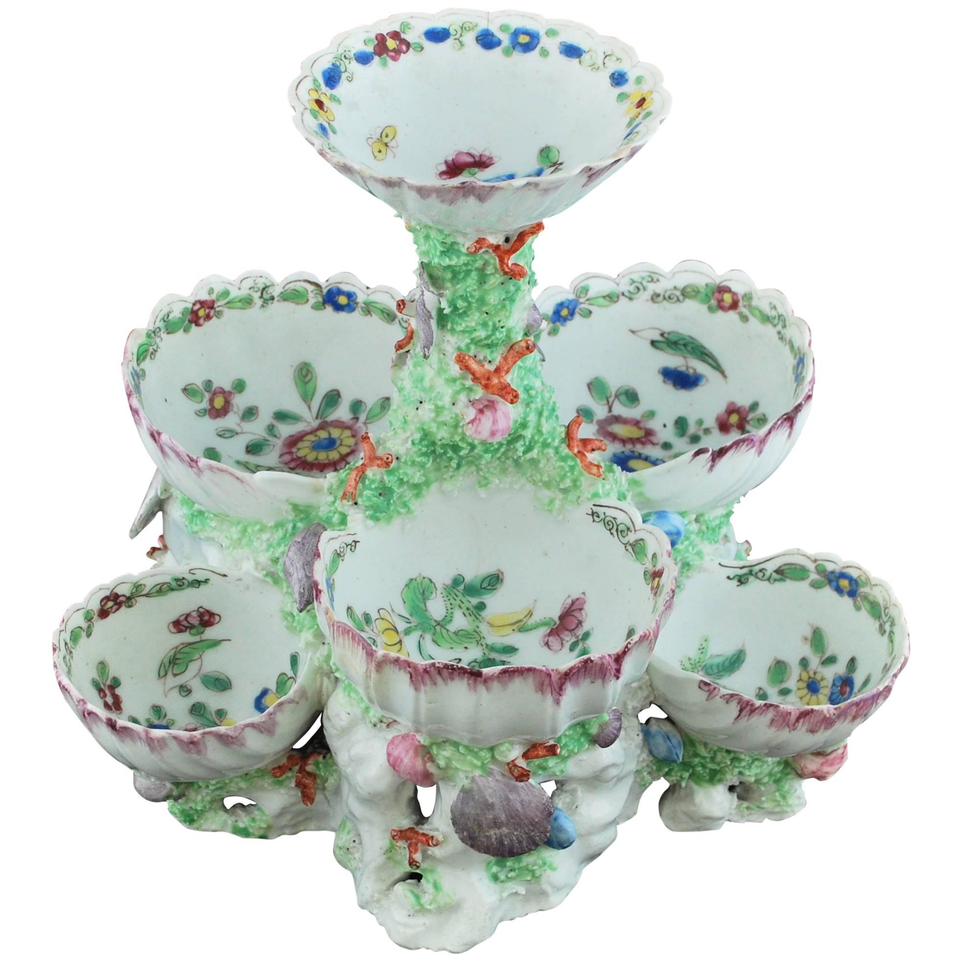 Shell Sweetmeat Stand, Bow Porcelain, circa 1750 For Sale