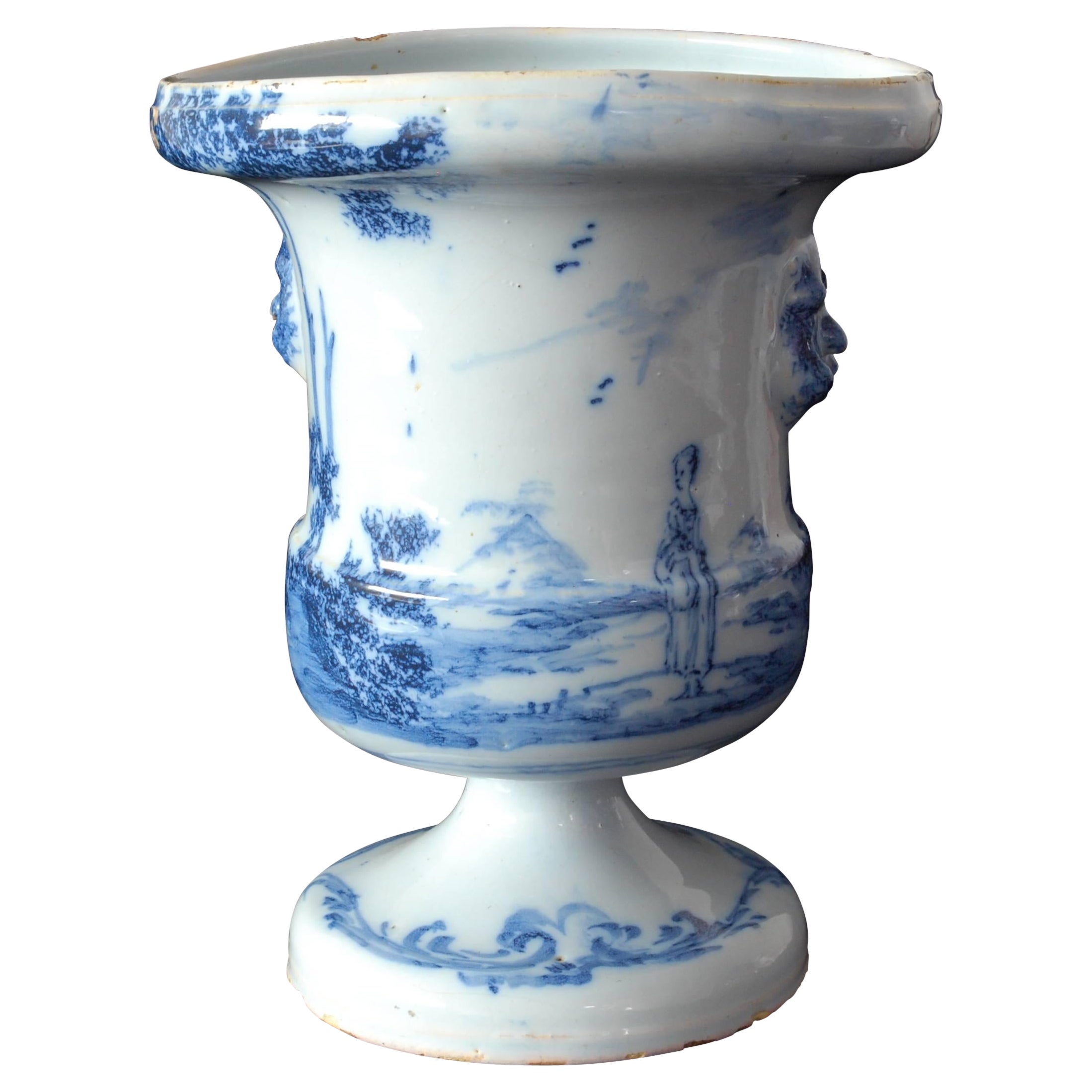 English Delft Campana Vase, C1760 For Sale