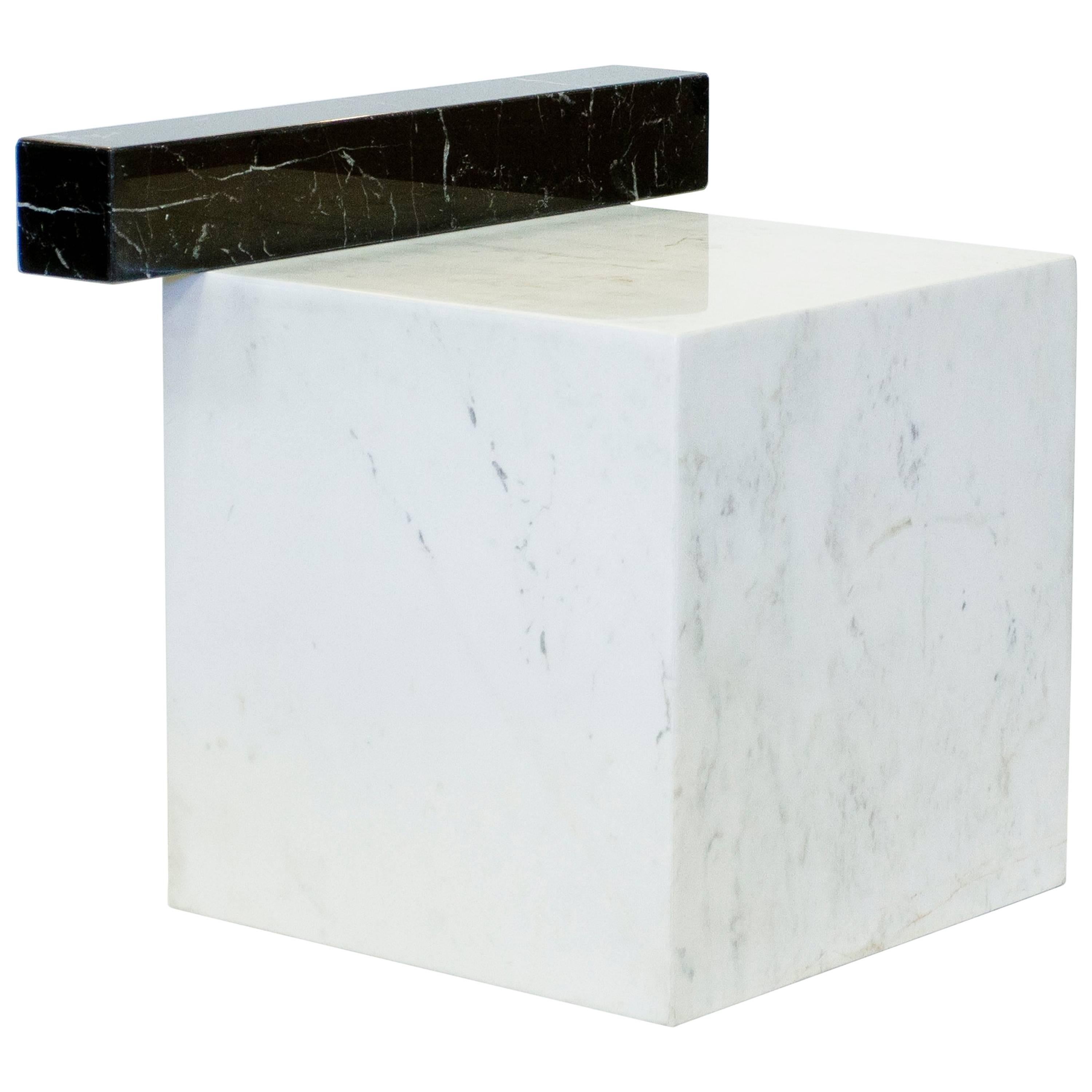 Stool in Italian Black and White Marble, Limited Edition By O Formigueiro For Sale