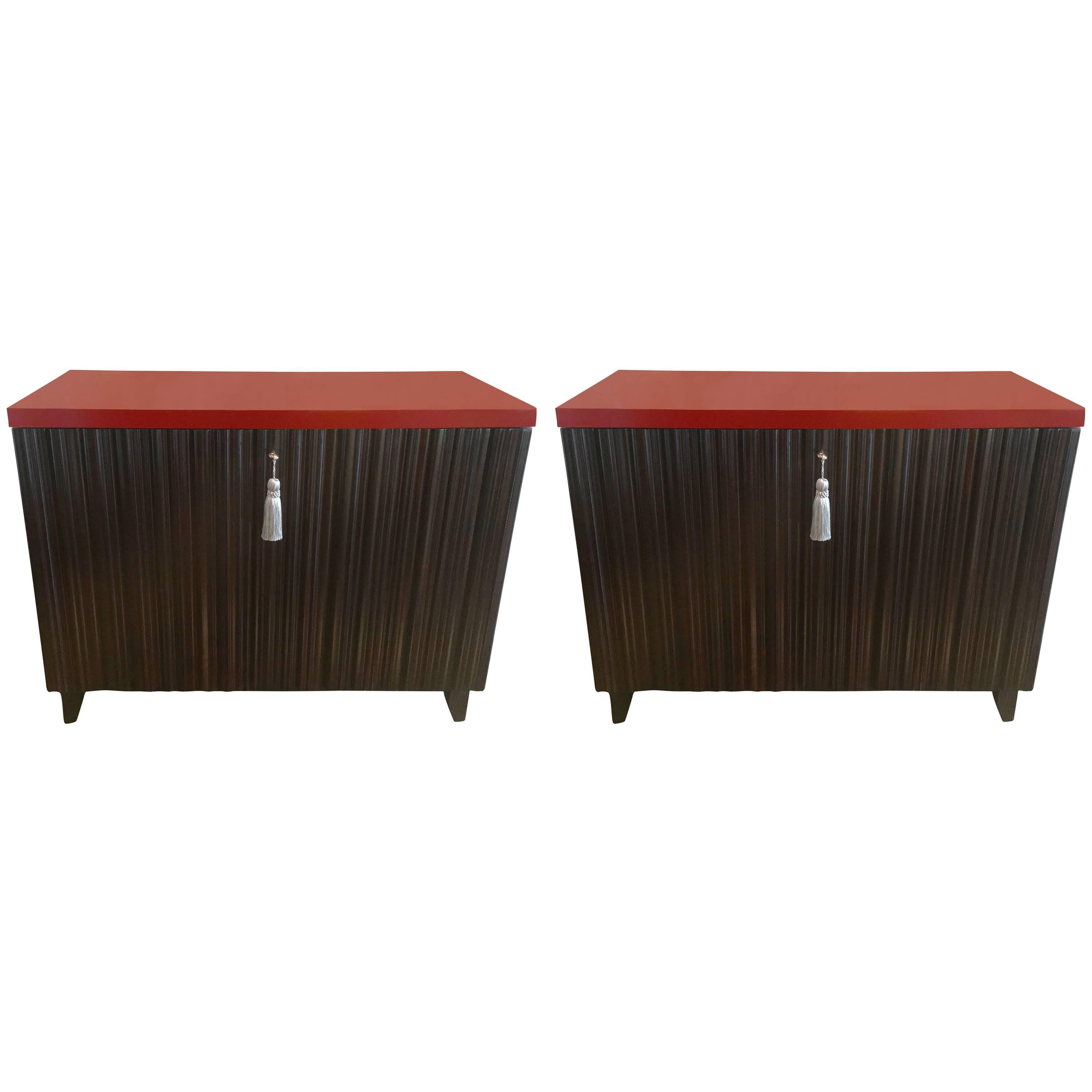 Spectacular Pair of Classy Laura Kirar Designed Commodes by Baker