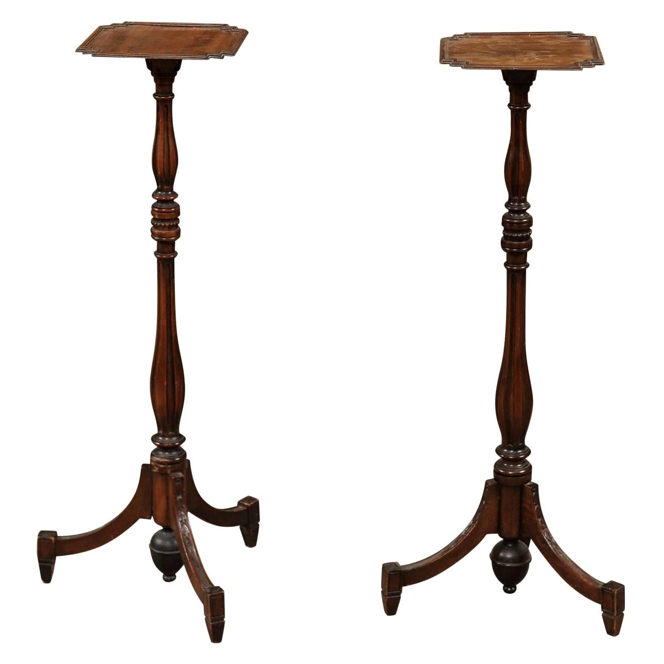 Pair of English George IV Style Mahogany Candle Stands, Late 19th/Early 20th C