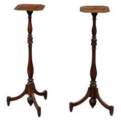 Antique Pair of English George IV Style Mahogany Candle Stands, Late 19th/Early 20th C